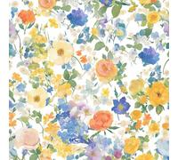Fiori ad acquerello boho Carta da parati staccabile e adesiva 45cm x 1000cm, Fiori di peonia arancione da favola Carta adesiva per mobili da camera da letto, rivestimento murale per la decorazione de