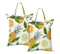 Fiori ananas impermeabile sacchetto della lavanderia viaggio bagnato vestiti borse per spiaggia vestiti sporchi borsa con manico 2 pack