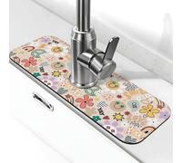 fiori arcobaleno segno di pace rubinetto tappetino per lavello da cucina, tappetino drenante per lavello da cucina paraspruzzi, assorbente ad asciugatura rapida lavello da cucina, tappetino per