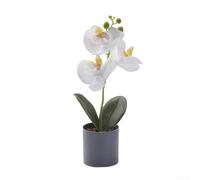 Fiori artificiali, 32 x 9 x 9 cm, nuovo stile cinese, piante in vaso Phalaenopsis per la decorazione della casa per decorazioni versatili aspetto realistico per casa, ufficio, giardino (bianco)