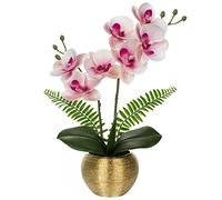 Fiori artificiali come vere orchidee, fiori artificiali, piante artificiali, phalaenopsis in vaso dorato, fiori primaverili per soggiorno, bagno, ufficio, decorazione
