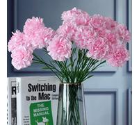 Fiori artificiali da 45,7 cm, 10 pezzi, garofani, ortensie in seta, bouquet da sposa, per casa, giardino, feste, ufficio, caffetteria, decorazioni (rosa)