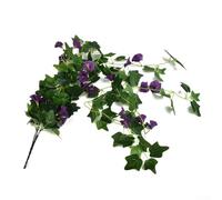 Fiori artificiali da appendere, in seta, per decorazione da giardino, interni ed esterni, 100 cm di lunghezza, con stili di gelsomino e gloria mattutina (viola mattutino)