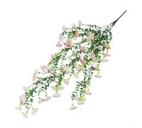 Fiori artificiali da appendere Morning Glory con foglie di eucalipto, 75 cm, in seta, pianta finta per esterni o interni, decorazione per la casa, resistente alle intemperie, colore rosa