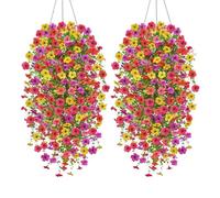 Fiori artificiali da appendere, piante di vite artificiali, 2 pezzi, colorate, realistiche, resistenti ai raggi UV, pianta finta, decorazione primaverile ed estiva per la casa, J