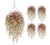 Fiori artificiali da appendere piante finte per esterni, fiore di vite di viola in finto seta per decorazione interna ed esterna, piante di petunie realistiche resistenti ai raggi UV da appendere per