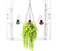 Fiori Artificiali da Esterno | Mangiatoia Per Uccelli In Metallo Decorativa Con Gancio,Cesto Di Fiori Artificiali | Per Prato Balcone Giardino Portico Cortile Cocorita Conuro