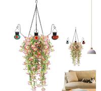 Fiori Artificiali da Esterno,Metallo con Mangiatoia per Uccelli e Decorazione Realistica,Cesto Di Fiori Artificiali - Per Prato Balcone Giardino Portico Cortile Cocorita Conuro