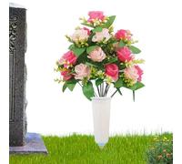 Fiori artificiali del cimitero, ornamento floreale finto, con per vaso, decorazioni per tombe, per esterni, interni, giardino, patio, casa, cortile, primavera matrimonio