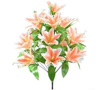 Fiori artificiali di giglio 18 teste dall'aspetto vivace e struttura naturale per interior design e visual merchandising (arancione-giallo)