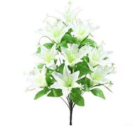 Fiori artificiali di giglio 18 teste dall'aspetto vivace e struttura naturale per interior design e visual merchandising (bianco)