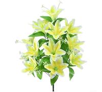Fiori artificiali di giglio 18 teste dall'aspetto vivace e struttura naturale per interior design e visual merchandising (giallo)