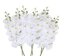 Fiori artificiali di orchidea Phalaenopsis da 68,6 cm, 6 pezzi, colore bianco, forse giallo tenue, piante a stelo per la decorazione della casa