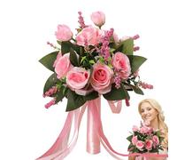 Fiori Artificiali Di Seta Rosa - Di Seta 22 X 26 Cm | Mazzi Rosati | Rosa Falsa | Artificiale Matrimonio Per Fai Da Te, Mazzi Da Sposa, Arrangiamenti Da Tavolo Torta, Festa
