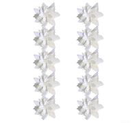 Fiori artificiali glitterati per decorare l'albero di Natale e le ghirlande, 10 pezzi (bianco)
