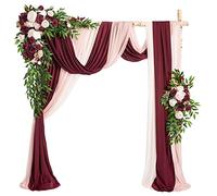 Fiori Artificiali per Arco di Nozze Arancio (Confezione da 5), 2 Pezzi Composizione Floreale pergolato con 3 Pezzi Tessuto Drappeggio Arco per Cerimonia Sfondo Decorazioni per la casa per Feste