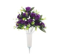 Fiori Artificiali Per Cimitero - Decorazione Realistica Con Bouquet Commemorativo, Composizione Floreale Per Tomba Finta Per Decorazione Tomba All'aperto | Espositore Tributo Sul Prato Per Il Funerale