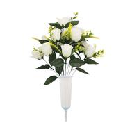 Fiori Artificiali Per Cimitero - Decorazione Realistica Con Bouquet Commemorativo, Composizione Floreale Per Tomba Finta Per Decorazione Tomba All'aperto | Espositore Tributo Sul Prato Per Il Funerale