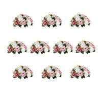 Fiori Artificiali per Decorazione Della Tavola di Nozze: 10 Pezzi Rosa Bianca Falsi Rose Disposti, Bouquet Finti Decorativi, Centrotavola per Sposa, Feste e Decorazioni Casa