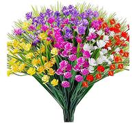 Fiori artificiali per decorazione esterna, piante e fiori finti fioriera cimitero, decorazione per la casa e il giardino (colori misti) 10 pacchi