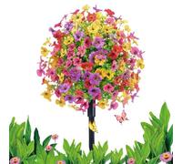 Fiori artificiali per esterni - Fiori artificiali per esterni, 60 cm, viola multicolore, con chiodi di fissaggio senza sbiadimento, tutto l'anno, per la decorazione di portici