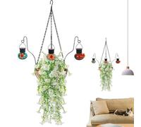 Fiori Artificiali per Esterno, Fiori Falsi Colorati con Mangiatoia Per Uccelli, per Uccelli Da Giardino per Balcone Terrazza Pergola Primavera Autunno