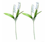 Fiori artificiali per giglio della valle 2 pezzi in plastica morbida verde | Realistico per il design del mughetto, elegante bianco e verde, perfetto per le spose, non è necessario annaffiare