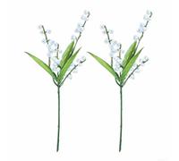 Fiori artificiali per giglio della valle 2 pezzi in plastica morbida verde | Realistico per il design del mughetto, elegante bianco e verde, perfetto per le spose, non è necessario annaffiare