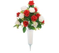 Fiori artificiali per tomba, bouquet floreale commemorativo, con per vaso, cimitero, fiori artificiali, per esterni, , giardino, patio, casa, cortile, matrimoni, funerali