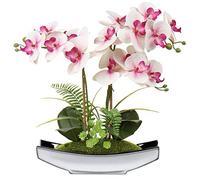Fiori artificiali Phalaenopsis da 38,1 cm, orchidea bonsai in vaso d'argento, fiori finti in seta, per centrotavola, soggiorno, decorazione per la casa