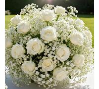 Fiori artificiali primaverili, profumo misto di rose + gipsofila, adatto per decorazioni da matrimonio, San Valentino, centrotavola per la Festa della Mamma, profumo da sposa, Giorno dei Morti, stagio
