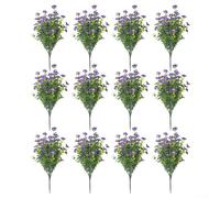 Fiori artificiali resistenti ai raggi UV, confezione da 12 pezzi, con sfumature naturali, per patio, portici, prati e aree commemorative (viola)