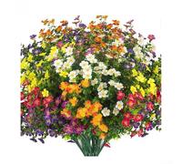 Fiori artificiali resistenti ai raggi UV, confezione da 12 piante finte iperrealistiche, per decorazione esterna, fiori in plastica per tutte le stagioni, per prato, patio, cimitero e giardino (colori