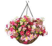 Fiori Artificiali Vibranti in Rattan Cesto da Appendere per splendido Espositore