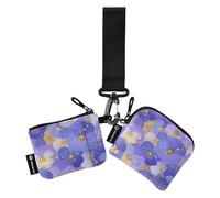 Fiori astratti viola viole del pensiero Portafoglio portamonete da donna Porta carte di credito di grande capacità Organizzatore del portafoglio con tasca con cerniera per le donne 2 confezioni