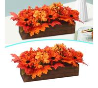 Fiori autunnali artificiali, girasoli, foglie d'acero in vaso per feste,