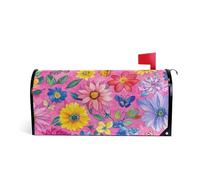 Fiori autunnali Dalia Calendula Farfalle Api Hot Pink_1 Copertura decorativa per cassetta postale magnetica per il divertimento di San Valentino di Patrick copre dimensioni standard copertura para