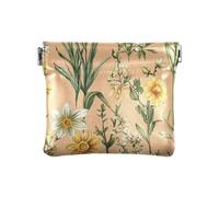 Fiori autunnali narciso pesca PU pelle piccola moneta conveniente gioielli organizzatore per le donne, Narciso Pesca, 4.33"(L) x 3.74"(W) x 0.39"(H), classico