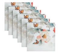 Fiori autunnali peonie farfalla bianco cena tovaglioli di stoffa decorativi fantasia tovaglioli 6 pack 50,8 x 50,8 cm servilletas de tela para bautizo
