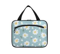 Fiori bianchi blu carino appeso borse cosmetiche per le donne con gancio, Designer Necessities Borsa per la cura della pelle per accessori da viaggio per le donne Camping cartera para maquillaje L