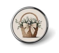 Fiori bianchi in cestino con grande fiocco fiocco spilla rotonda per uomo donna moda distintivo collare pin vestito giacca zaino accessori