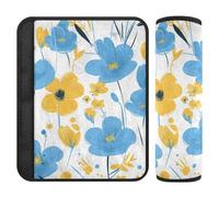 Fiori blu e gialli 2 pezzi di cintura di sicurezza per cintura di sicurezza tagliata sul collo per camion custodia per cintura del carrello