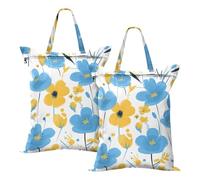 fiori blu e gialli Borsa per vestiti sporchi per viaggiare borse impermeabili per vestiti bagnati da viaggio confezione da 2 sacchetti da viaggio per lavanderia sporca con manico