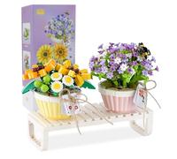 Fiori Bonsai Building Blocks Set-2 mazzi artificiali realizzati con moduli di serraggio, eleganti decorazioni per la casa dalla collezione botanica, regalo di San Valentino (sunflower)