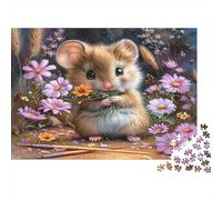 Fiori carini a forma di topo Puzzle 1000 Pezzi Carta riciclata per adulti Puzzle per adulti Gioco difficile e stimolante Attività divertente per casa Ottima idea regalo 38x26cm/1000pcs