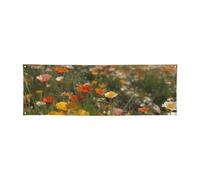 Fiori che sbocciano sul prato Banner personalizzati grandi banner per feste all'aperto Lndoor con quattro fori rotondi in metallo banner segno per la decorazione di feste aziendali