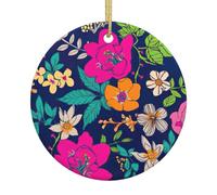 Fiori che stampano l'albero di Natale che appende la decorazione personalizzata di ceramica di Natale per la decorazione di festa di idee