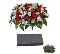 Fiori Cimiteriali Per La Tomba | Rosa Artificiale Realistica Impermeabile | Composizioni Decorative per Tomba | Per Lapidi, Pietre Tombali, Funerali, Casse Funebri, Ghirlande, Giardino, Cortile, Patio