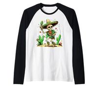 Fiori Cinco De Mayo Scheletro Danza Con Sombrero Maglia con Maniche Raglan