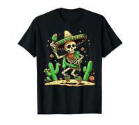 Fiori Cinco De Mayo Scheletro Danza Con Sombrero Maglietta